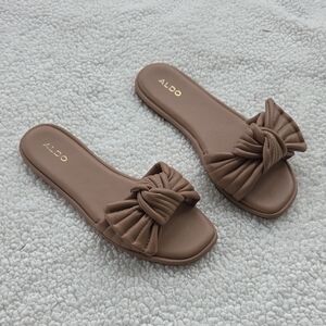 Aldo Tan Sandals with Bow Detail